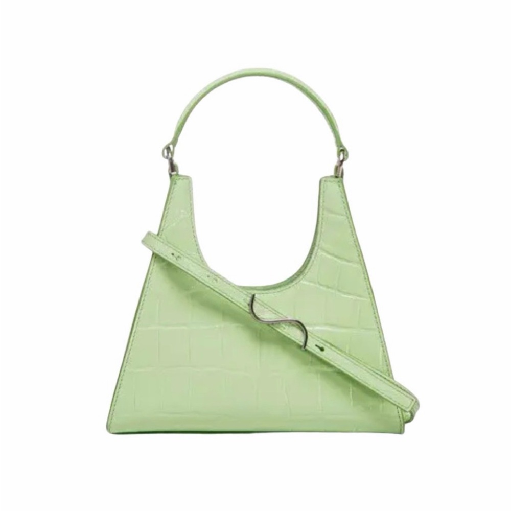 Staud Mini Rey Crossbody Elegant Green Croc-Embossed
Women's Bag New with Tags